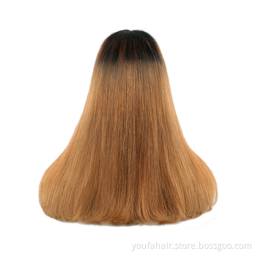 12A Brazilian Virgin Human Hair Ombre Colored 1b/30 Blonde  Transparent Lace Closure Wigs Pre Plucked Remy 4x4 HD Lace Front Wig